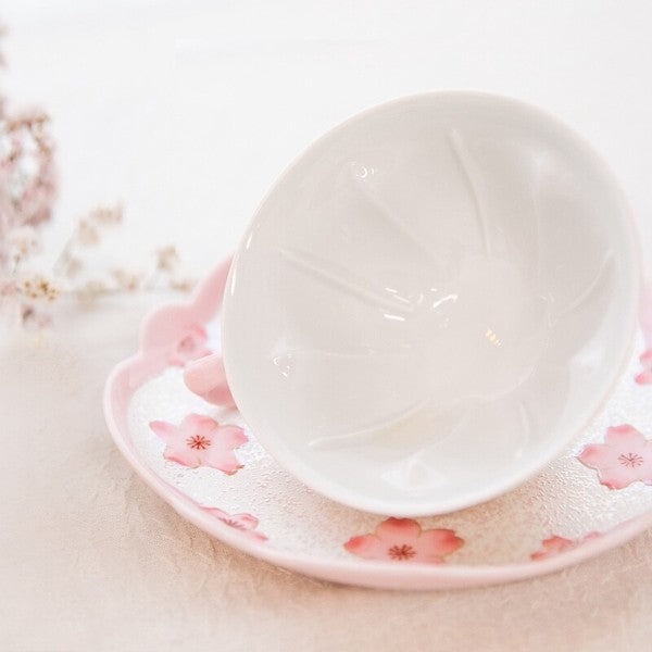 Pale Pink Iridescent Cherry Blossom Cup and Saucer – Japan Craft Nanpuu