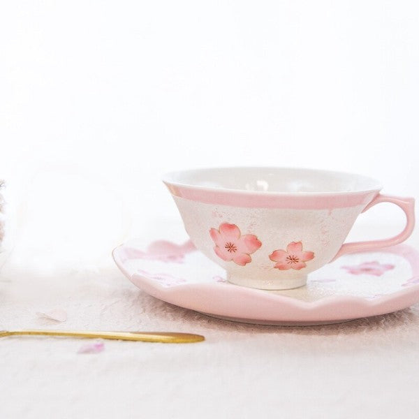 Pale Pink Iridescent Cherry Blossom Cup and Saucer – Japan Craft Nanpuu