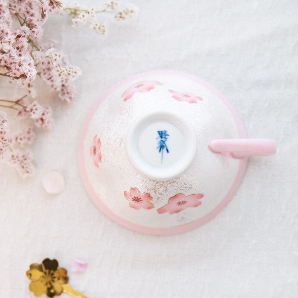 Pale Pink Iridescent Cherry Blossom Cup and Saucer – Japan Craft Nanpuu