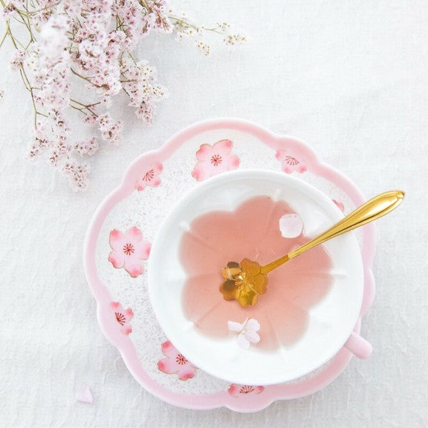 Pale Pink Iridescent Cherry Blossom Cup and Saucer – Japan Craft Nanpuu