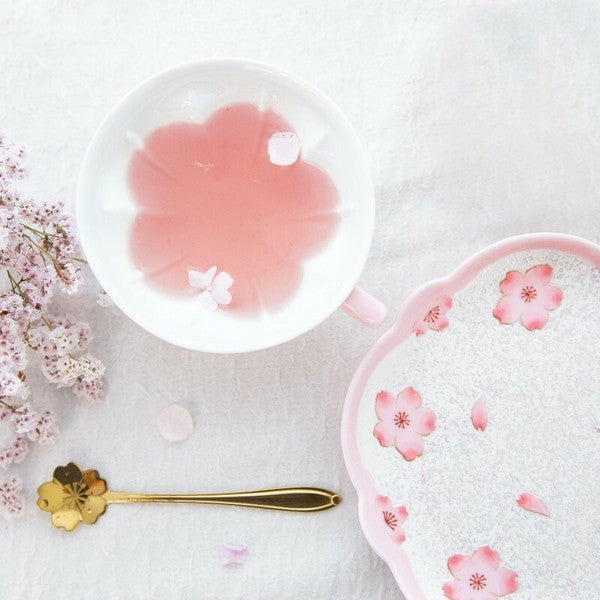 Pale Pink Iridescent Cherry Blossom Cup and Saucer – Japan Craft Nanpuu