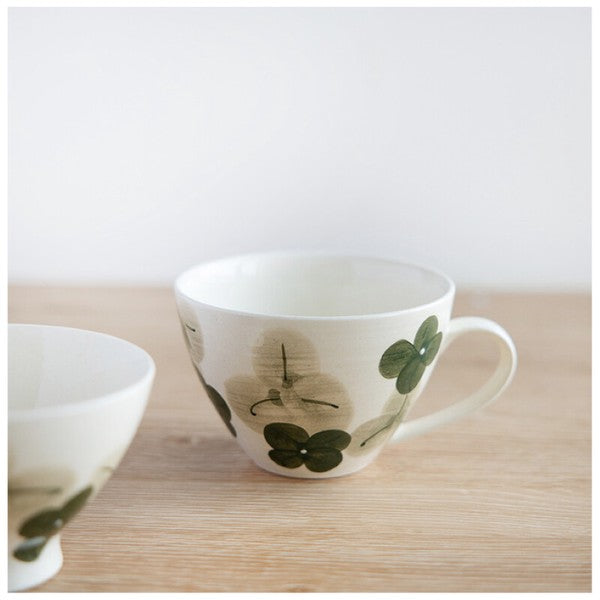 Arita Hasami Ware Hand-Painted Clover Soup Cup 400ml Craft Nanpuu