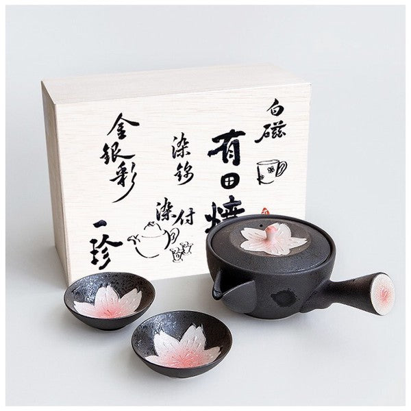 Iridescent Cherry Blossom Japanese Tea Set – Teapot & 2 Cups Craft Nanpuu
