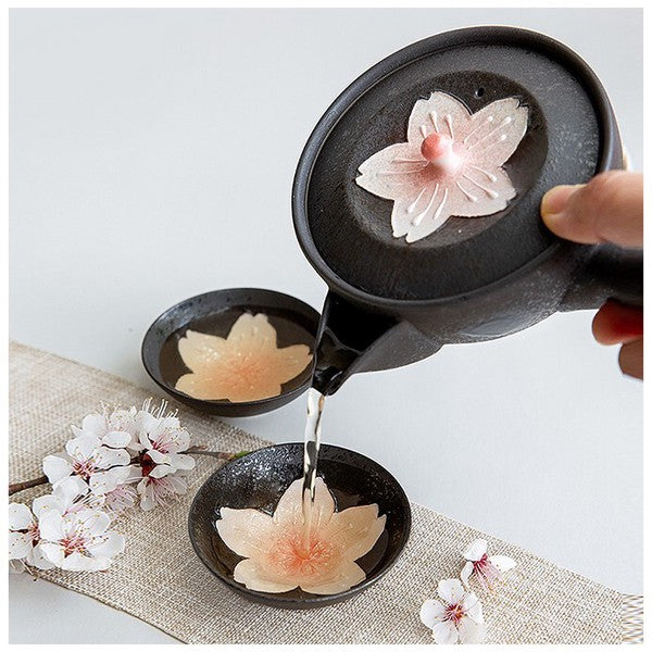 Iridescent Cherry Blossom Japanese Tea Set – Teapot & 2 Cups Craft Nanpuu