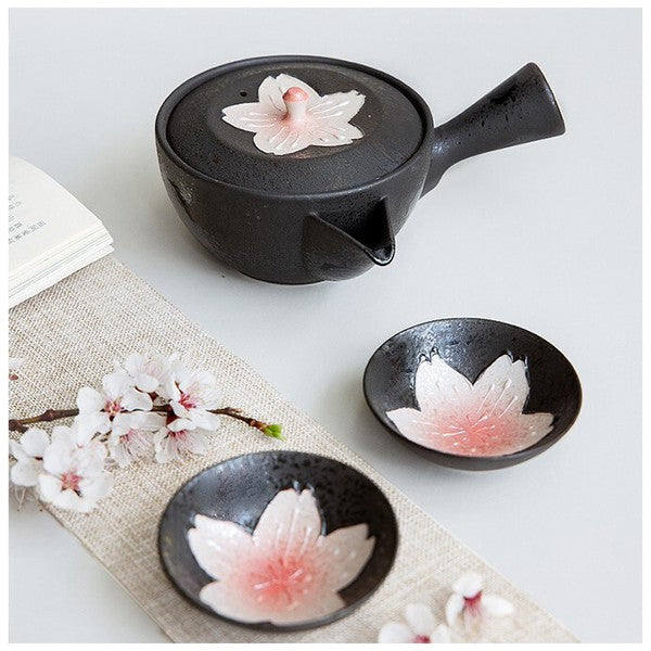 Iridescent Cherry Blossom Japanese Tea Set – Teapot & 2 Cups Craft Nanpuu