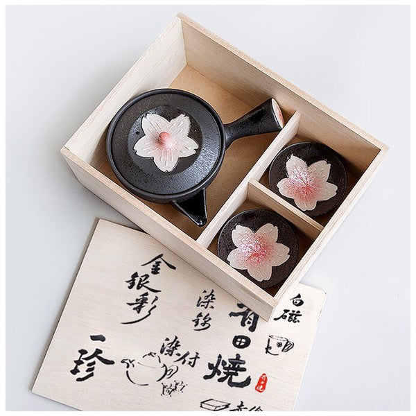 Iridescent Cherry Blossom Japanese Tea Set – Teapot & 2 Cups Craft Nanpuu