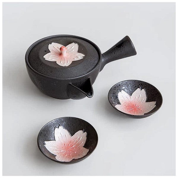 Iridescent Cherry Blossom Japanese Tea Set – Teapot & 2 Cups Craft Nanpuu