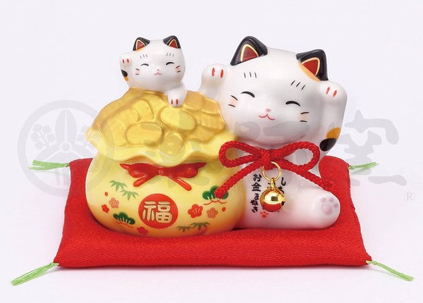 Yakushigama Enman parent and child maneki neko lucky cat front view #7894