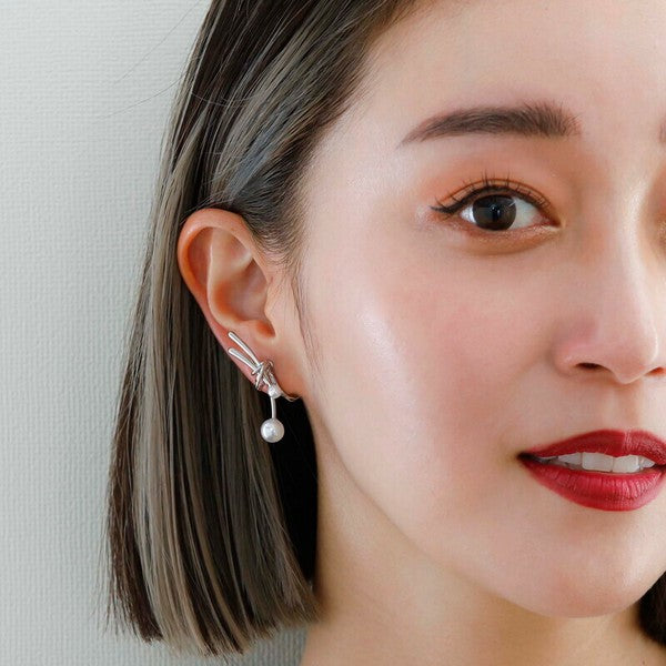 JewCas Afloat Pearl Air Fit Earrings [JC4863] Silver