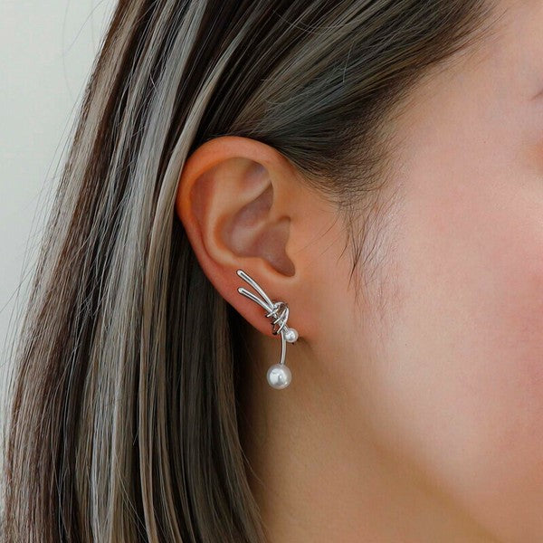 JewCas Afloat Pearl Air Fit Earrings [JC4863] Silver
