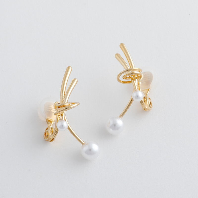 JewCas Afloat Pearl Air Fit Earrings [JC4863] Gold