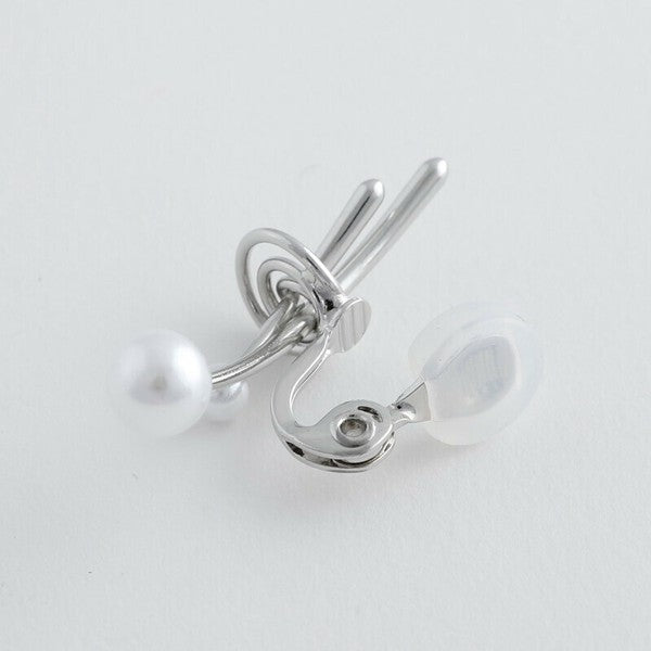 JewCas Afloat Pearl Air Fit Earrings [JC4863] Silver
