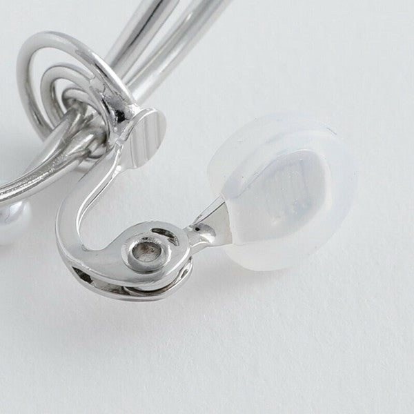 JewCas Afloat Pearl Air Fit Earrings [JC4863] Silver