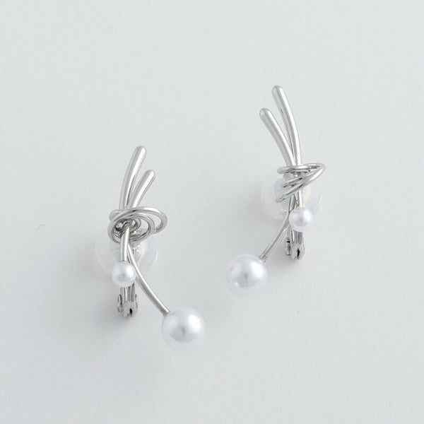 JewCas Afloat Pearl Air Fit Earrings [JC4863] Silver