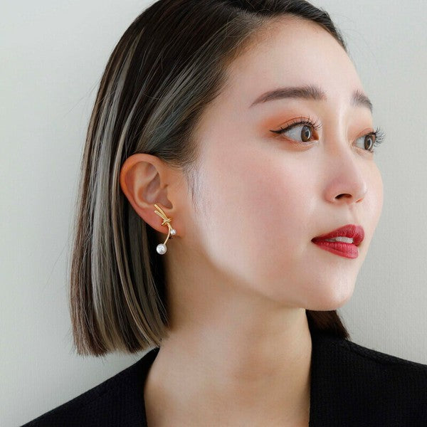 JewCas Afloat Pearl Air Fit Earrings [JC4863] Gold