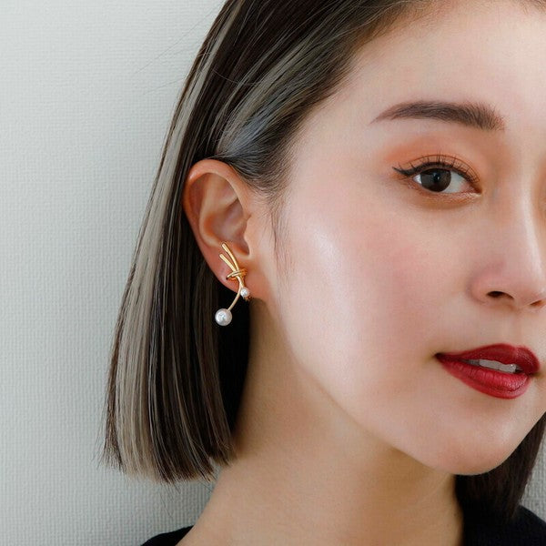 JewCas Afloat Pearl Air Fit Earrings [JC4863] Gold
