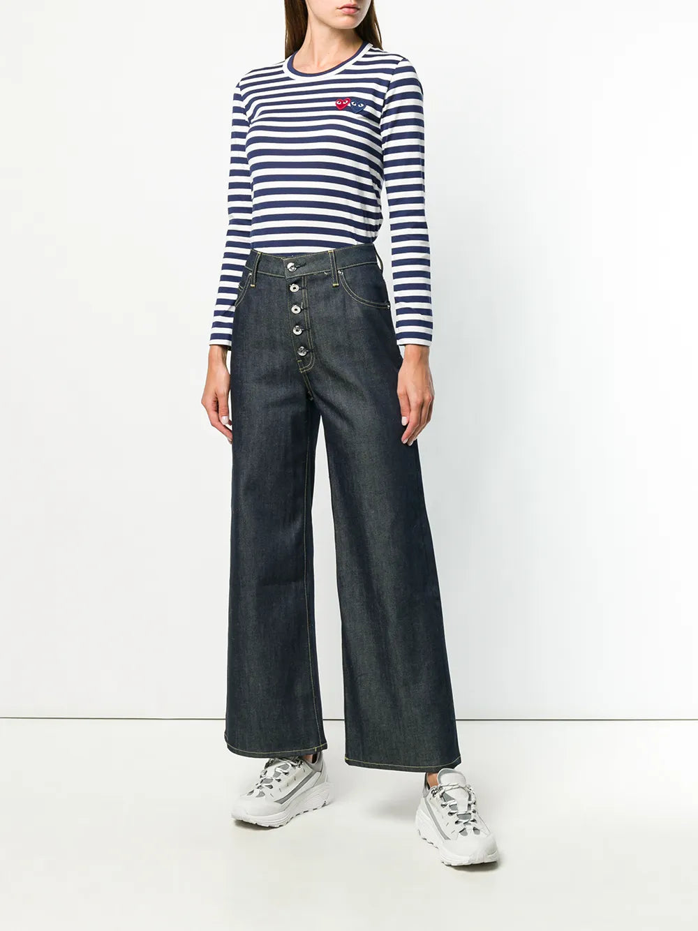 COMME des GARCONS PLAY navy white striped long sleeve T-shirt size S worn styling