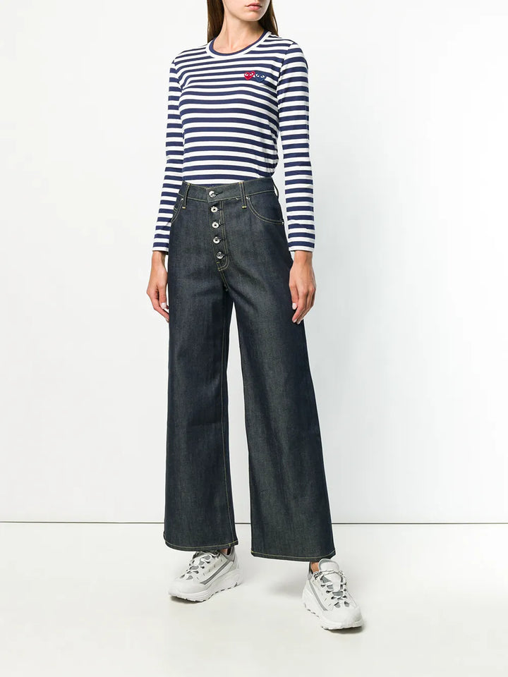 COMME des GARCONS PLAY navy white striped long sleeve T-shirt size S worn styling
