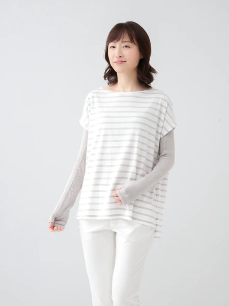 [Made in Japan] Cool Mesh Knit Cotton-Linen UV Arm Covers (1 pair) Saxophone Yui mart