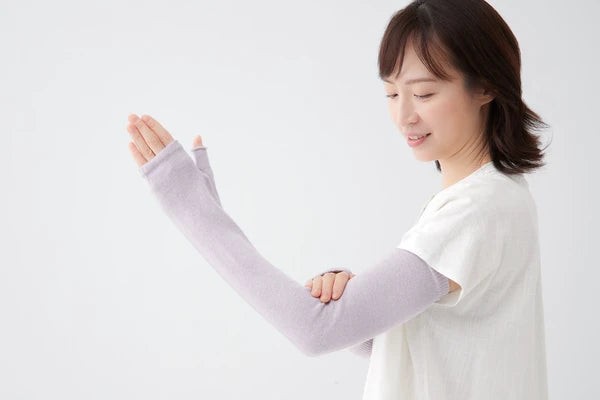 [Made in Japan] Cool mesh knit cotton-linen UV arm covers (1 pair) Yui mart