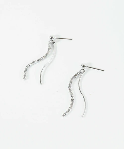 JUNO [Titanium Earrings] Sway Double Wave Line Earrings