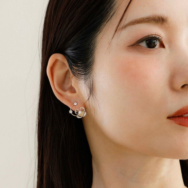 JewCas Neo Eden Crystal Flower Earrings [JC4883]