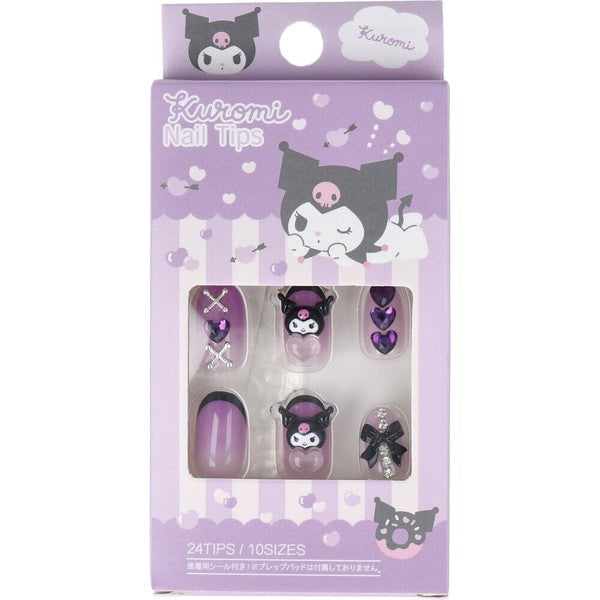 Kuromi press-on nail tips set, 24 pieces
