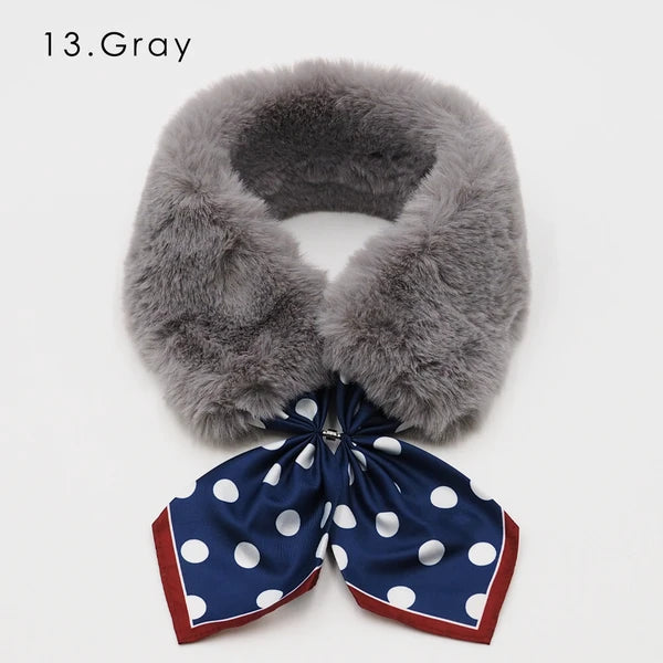 Eco-friendly recycled faux fur one-touch scarf with shawl-style drape Yui mart