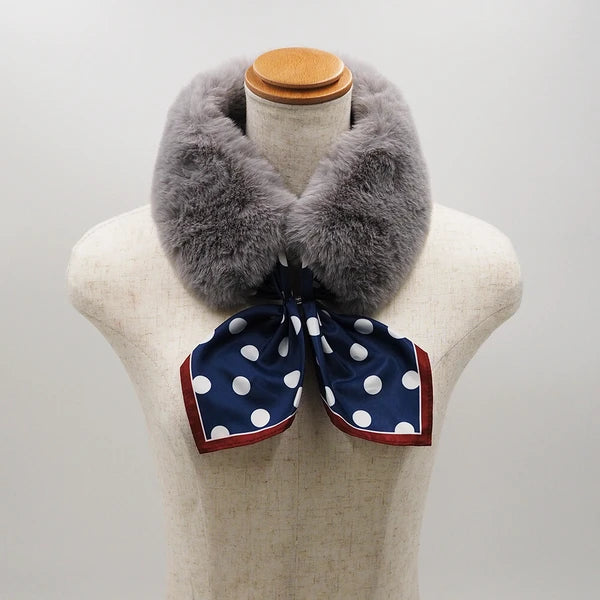 Eco-friendly recycled faux fur one-touch scarf with shawl-style drape Yui mart