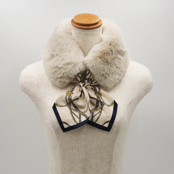 25AW Recycled Eco-Fur Tippet with One-Touch Scarf (Beige) Yui mart