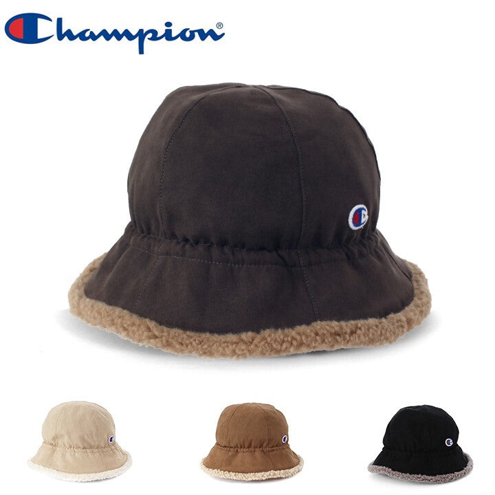 Champion faux-suede sherpa bell hat in Light Beige, Camel, Charcoal, and Black