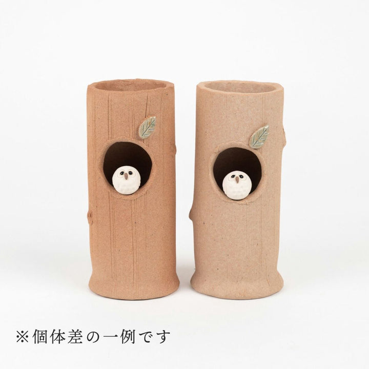 Round owl ceramic vase made in Japan home decor display