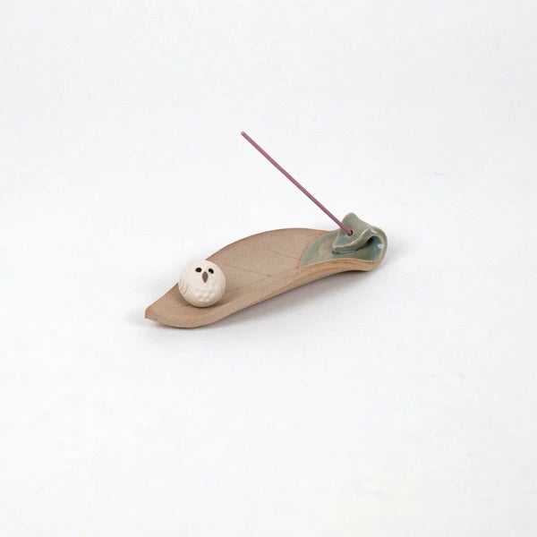 Owl-shaped incense holder, Shigaraki ware, Made in Japan, Decorative object MEIZAN