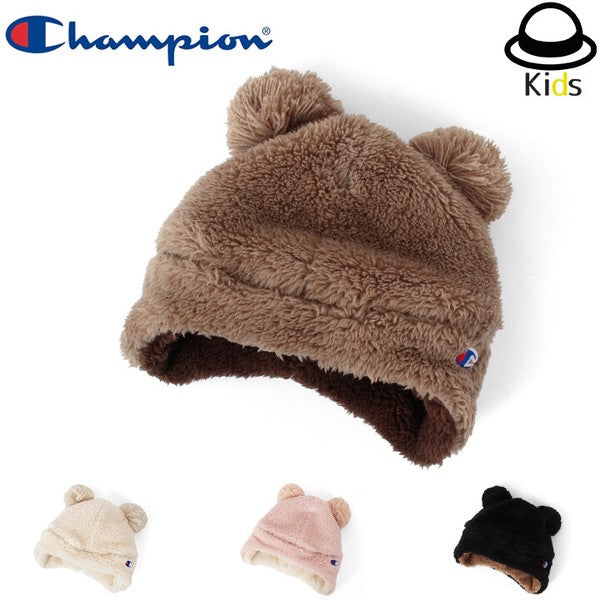 Champion Kids sherpa ear-flap winter hats in Ivory, Pink, Brown, and Black