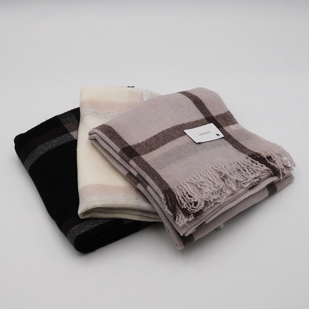 Lune jumelle lightweight cashmere line-check stole