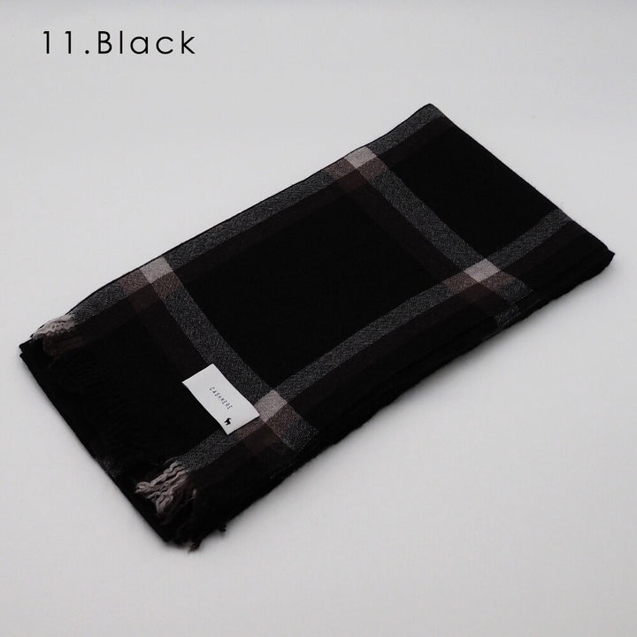 Lune jumelle lightweight cashmere line-check stole – product view 2