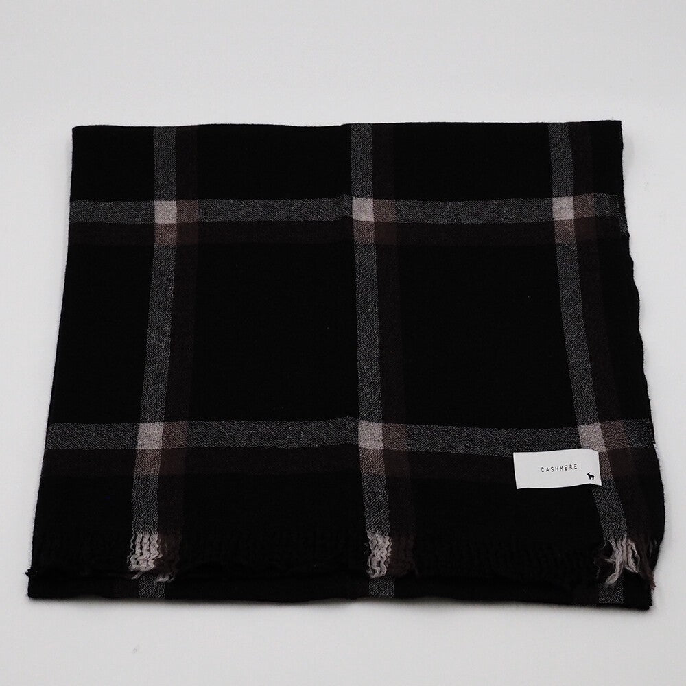 Lune jumelle lightweight cashmere line-check stole – product view 4