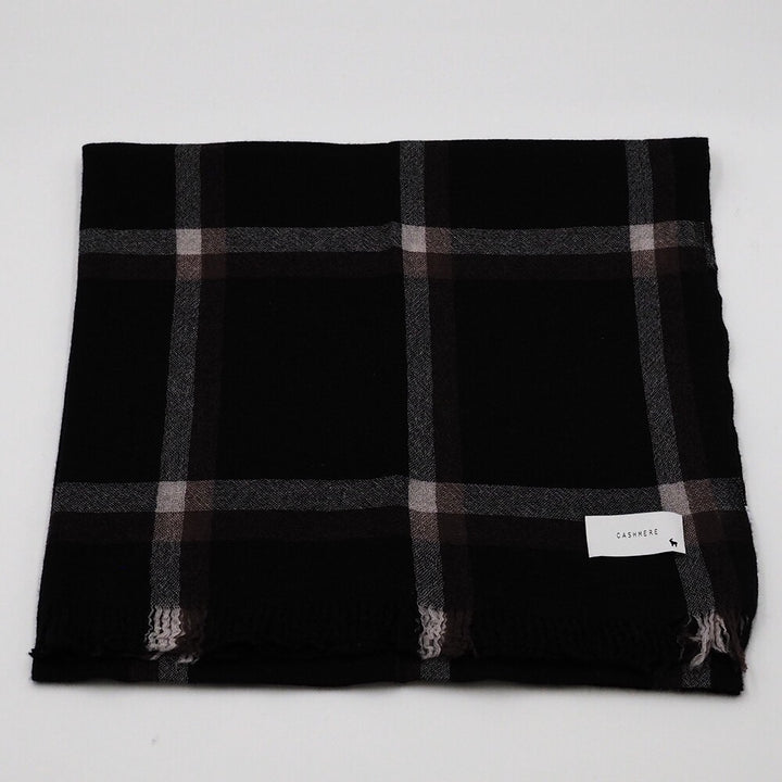 Lune jumelle lightweight cashmere line-check stole – product view 4
