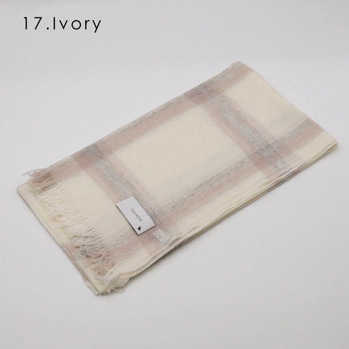 Lune jumelle lightweight cashmere line-check stole – product view 5