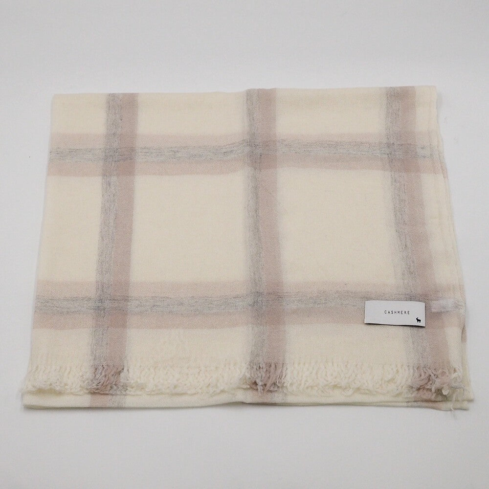 Lune jumelle lightweight cashmere line-check stole – product view 7