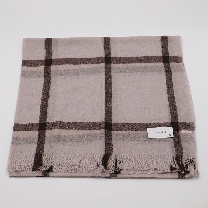 Lune jumelle lightweight cashmere line-check stole – product view 10