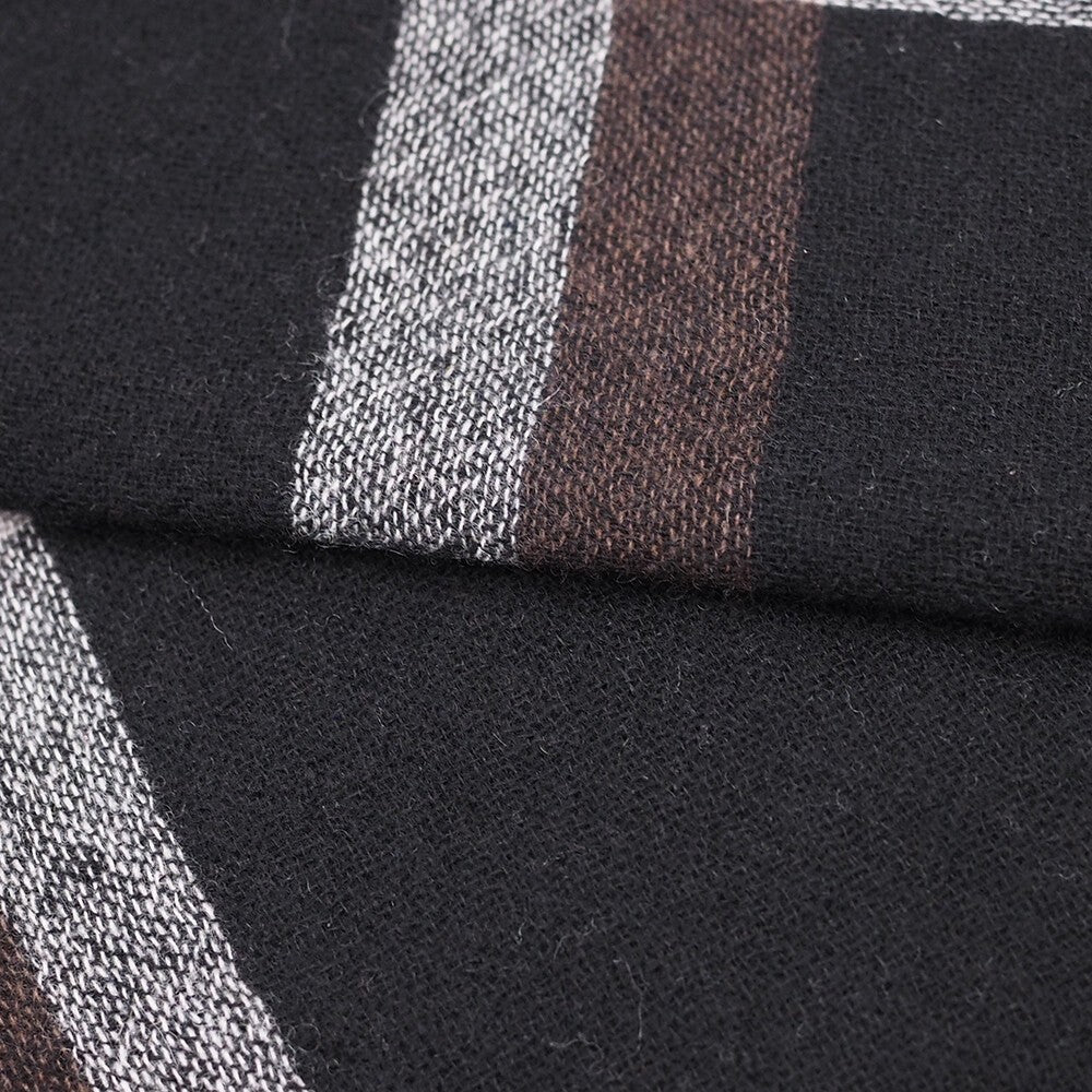 Lune jumelle lightweight cashmere line-check stole – product view 11