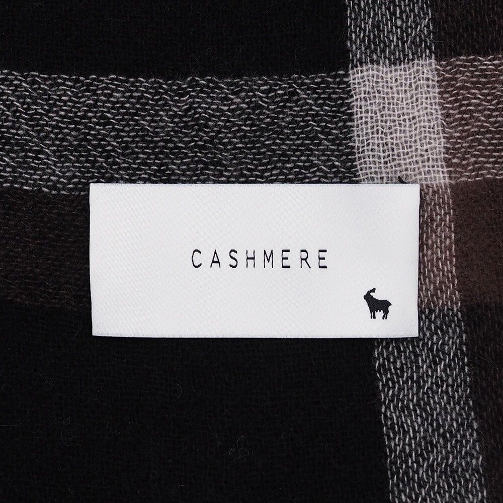 Lune jumelle lightweight cashmere line-check stole – product view 14