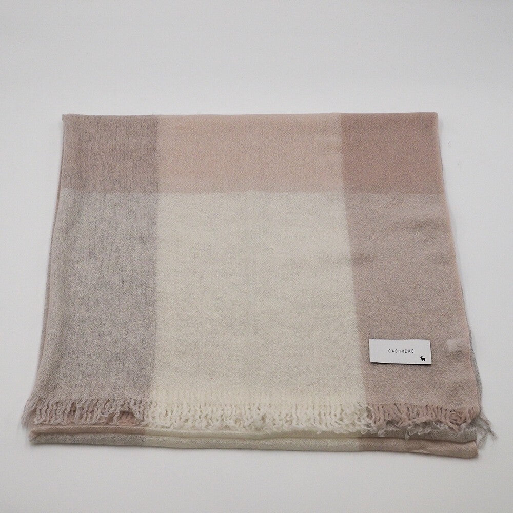 Lune jumelle lightweight cashmere modern-check stole – product view 3
