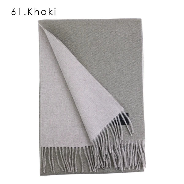 Cashmere blend mercerized wool solid color double-sided scarf Yui mart