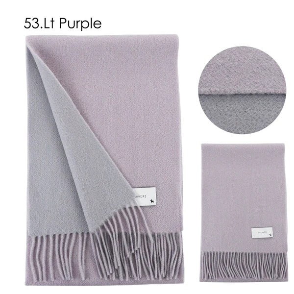 Solid color double-sided cashmere scarf, 100% cashmere Yui mart