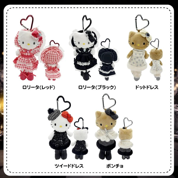 SANRIO  Hello Kitty keychain with heart-shaped clasp - polka dot dress design Yui mart