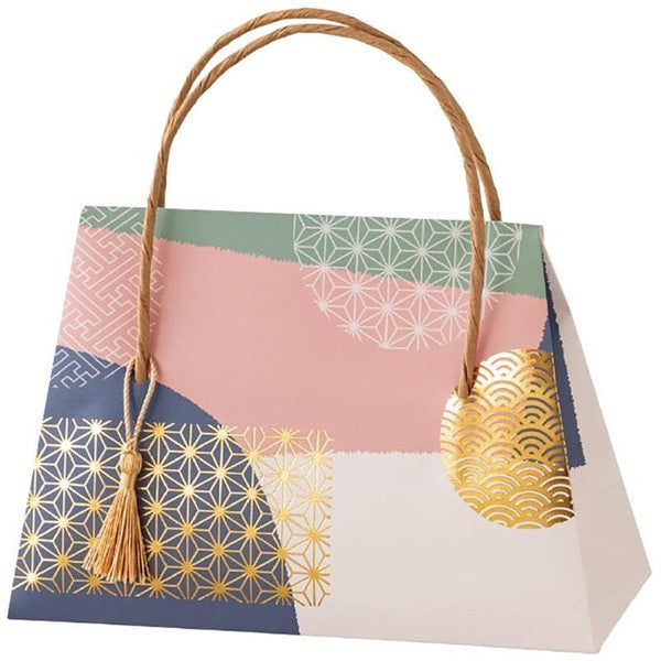 HEADS Japanese Pattern Flap Paper Gift Bag with Gold Tassel HEADS