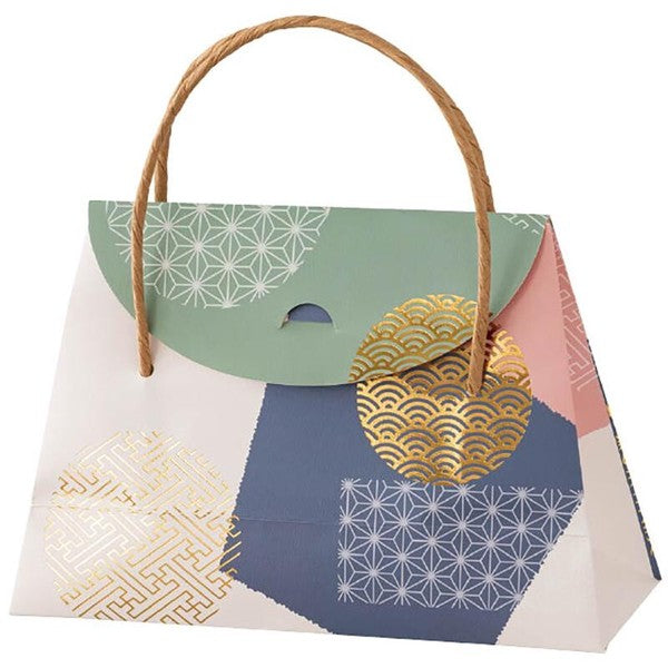 HEADS Japanese Pattern Flap Paper Gift Bag with Gold Tassel HEADS