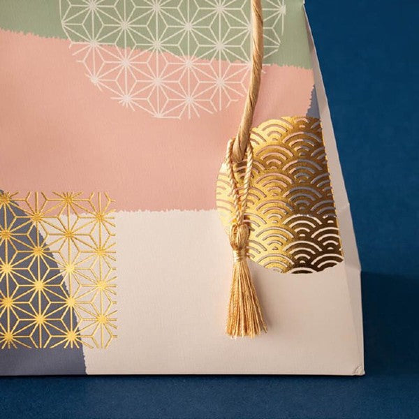 HEADS Japanese Pattern Flap Paper Gift Bag with Gold Tassel HEADS